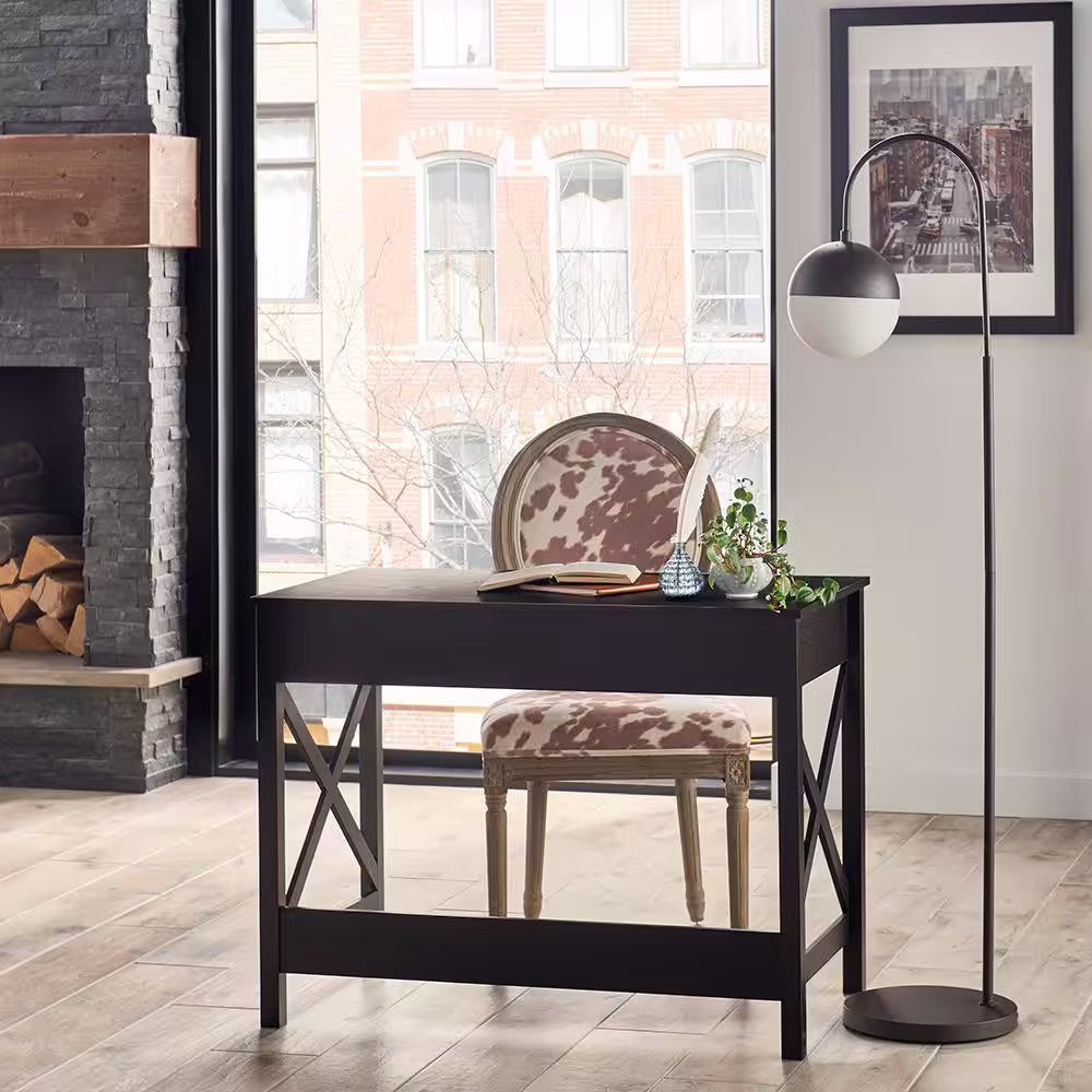 ClosetMaid X-Frame 30 in. H x 39.4 in. W x 21.7 in. D Metal Frame Writing and Computer Desk Shelving Unit in Black Walnut