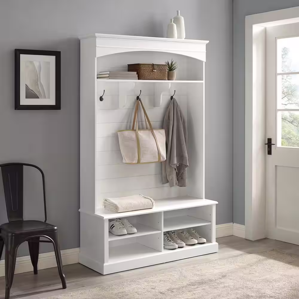 CROSLEY FURNITURE Bartlett White Hall Tree