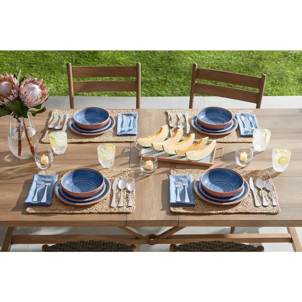 Home Decorators Collection Azria Melamine Dinnerware Set in Laguna Blue (Service For 4)