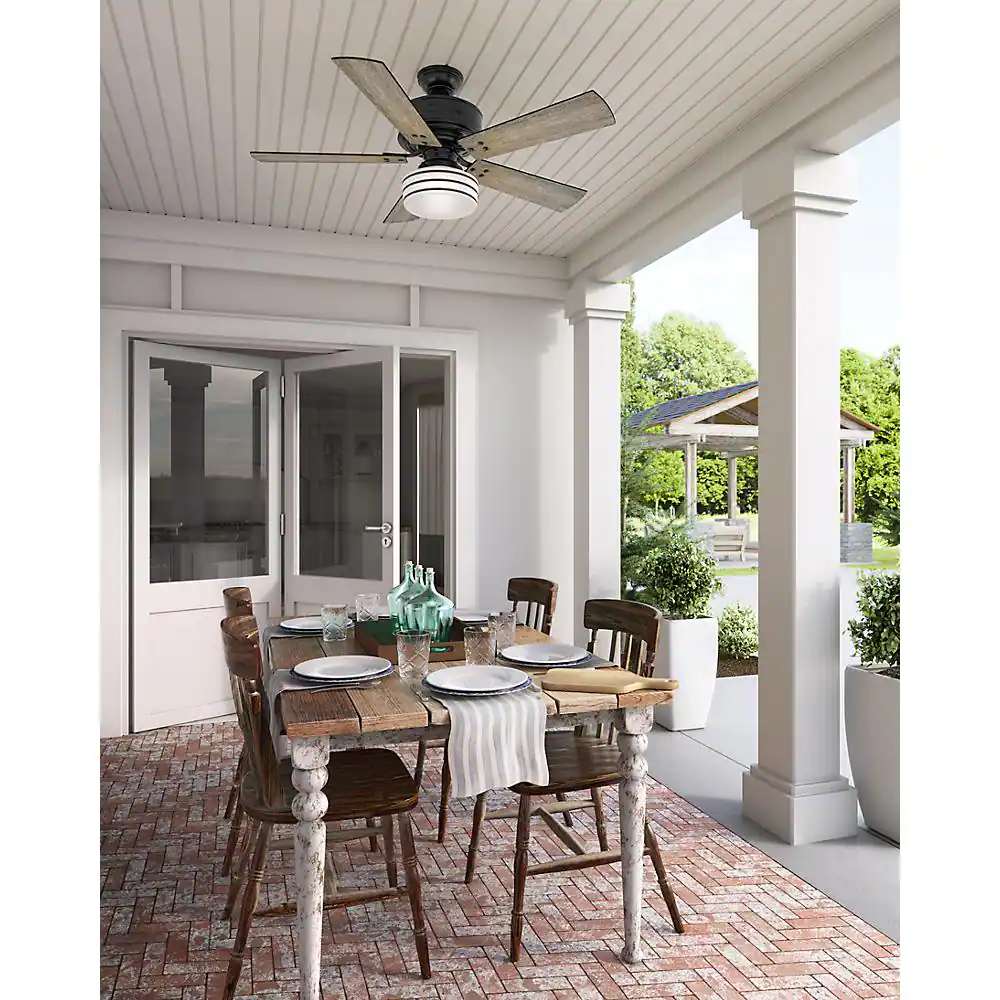 Hunter Cedar Key 52 in. Indoor/Outdoor Matte Black Ceiling Fan with Light Kit and Handheld Remote Control