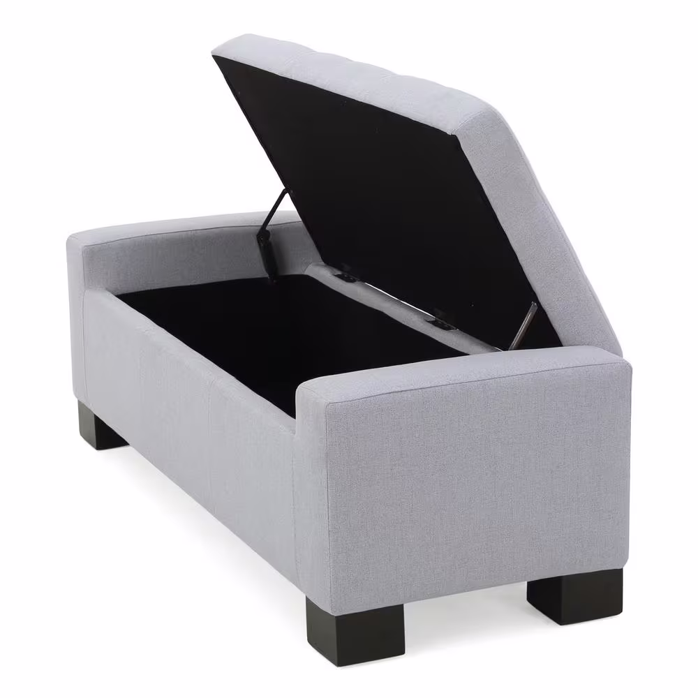 Noble House Guernsey Light Gray Fabric Storage Bench