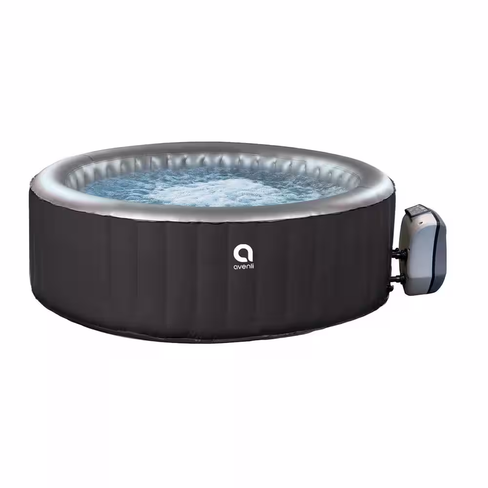 JLeisure Avenli 65 in. 686 L 3-Person Inflatable Round Hot Tub Spa in Black