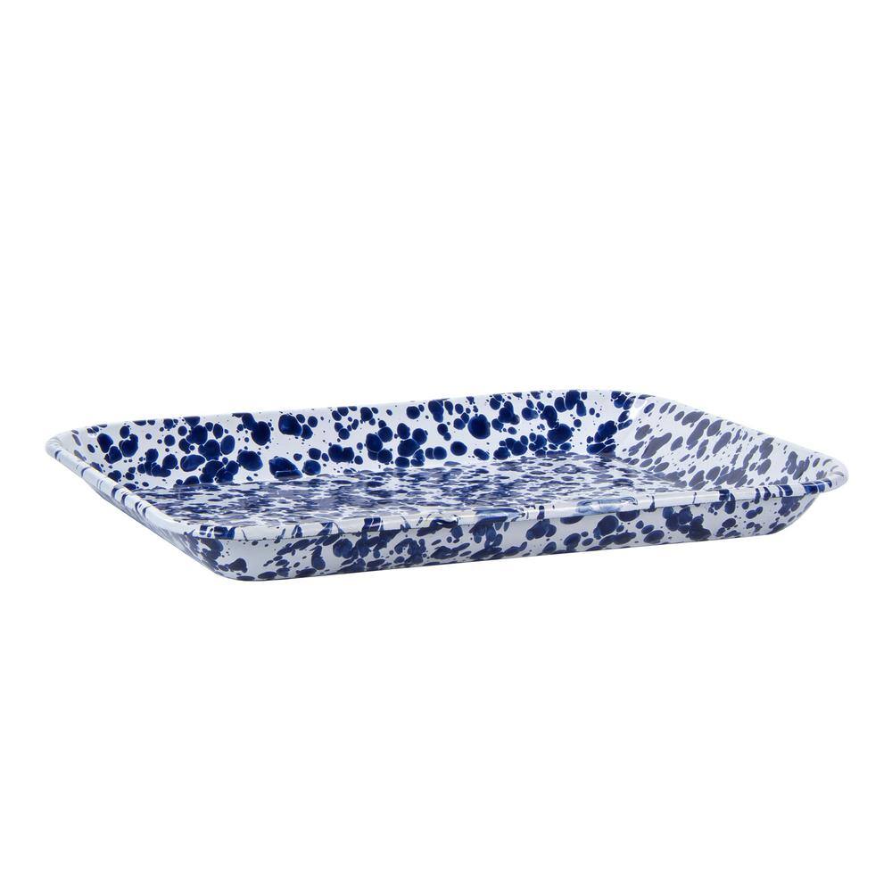 Golden Rabbit Cobalt Swirl 10 in. x 13 in. Enamelware Square Quarter Sheet