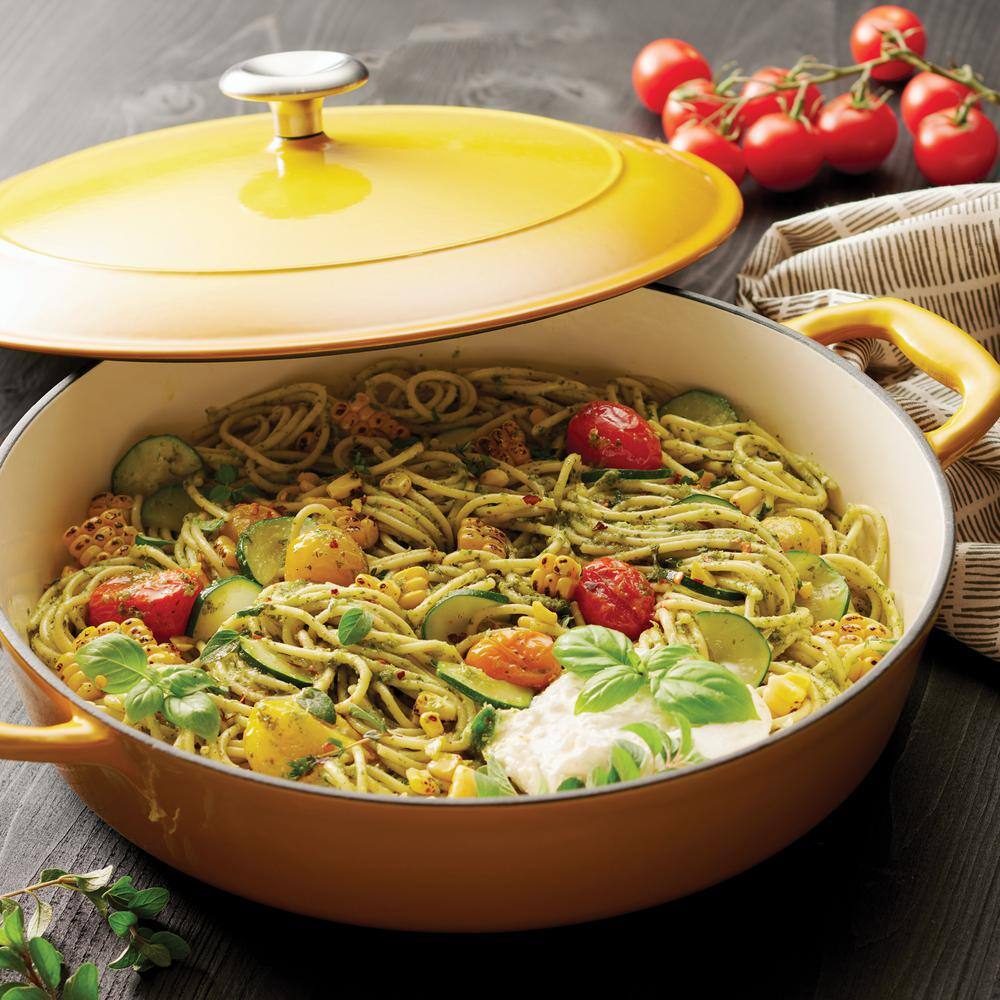Tramontina Gourmet 4 qt. Sunrise Yellow Cast Iron Braiser