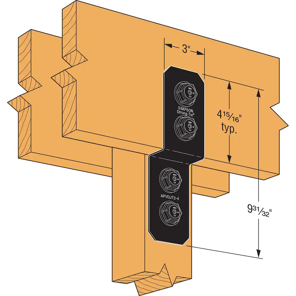 Simpson Strong-Tie Outdoor Accents Avant Collection 3 in. ZMAX, Black Powder-Coated Deck Joist Tie for 2x Nominal Lumber