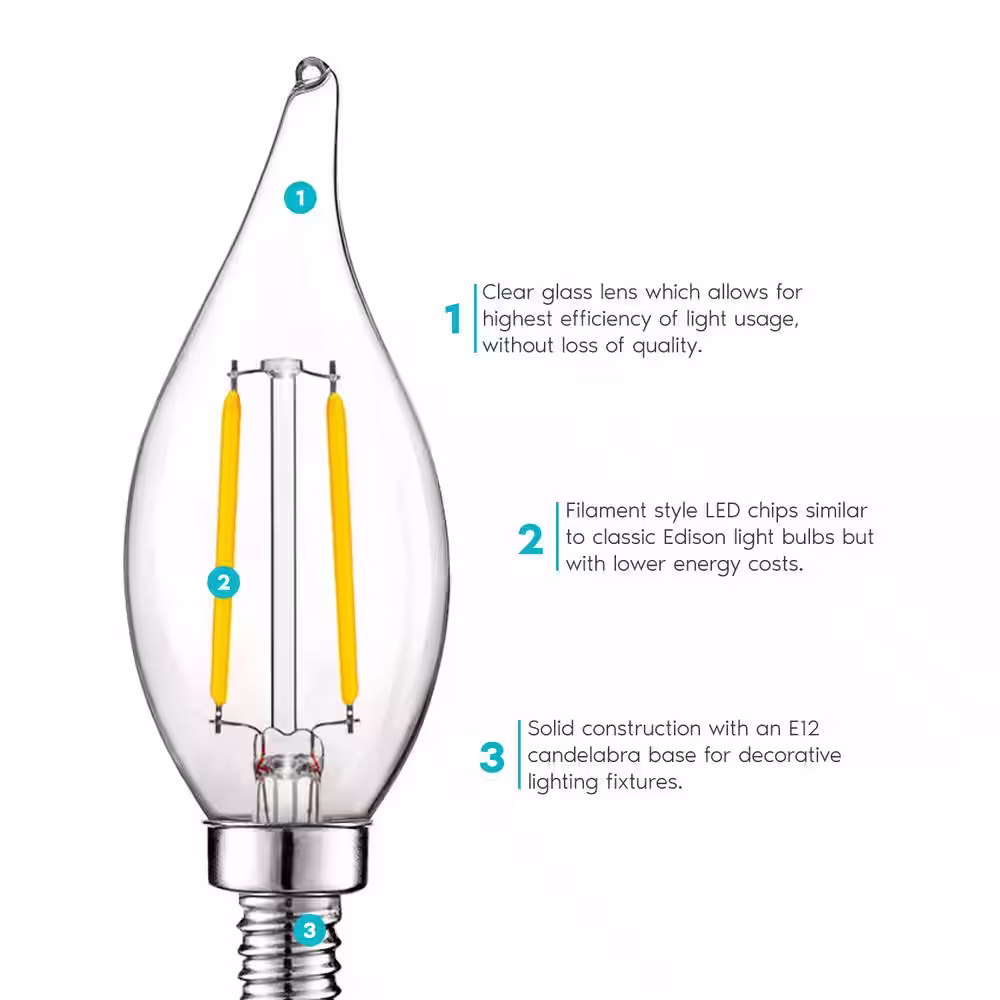 LUXRITE 40-Watt Equivalent CA11 Dimmable LED Light Bulbs UL Listed 3000K Soft White (6-Pack)
