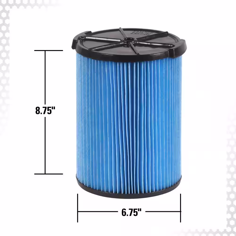 RIDGID Fine Dust Pleated Paper Wet/Dry Vac Replacement Cartridge Filter for Most 5 Gal and Larger RIDGID Shop Vacuums (1-Pack)