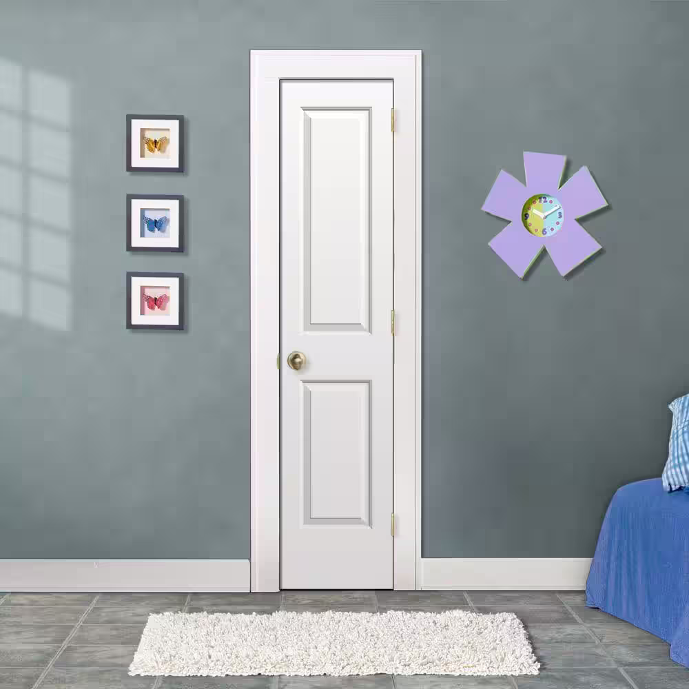 JELD-WEN 18 in. x 80 in. Cambridge White Painted Left-Hand Smooth Molded Composite Single Prehung Interior Door