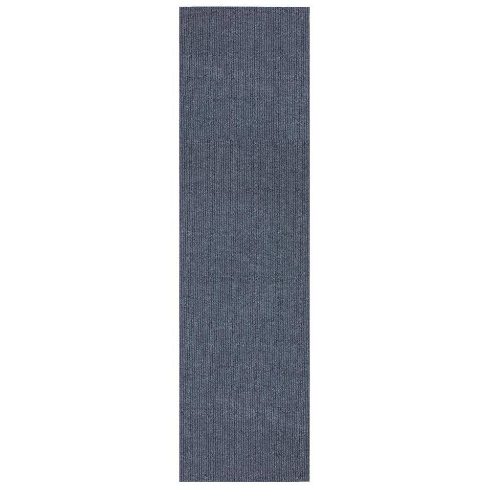 Sweet Home Stores Ribbed Waterproof Non-Slip Rubber Back Solid Runner Rug 2 ft. W x 26 ft. L Gray Polyester Garage Flooring