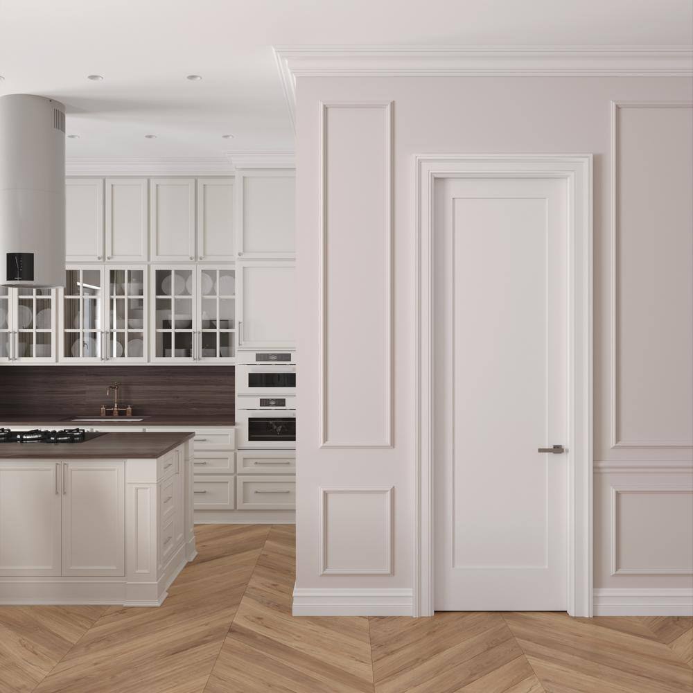 RESO 36 In.  x 96 In. Left-Handed Solid Core Primed White Composite Single Pre-hung Interior Door Oil Rubbed Bronze Hinges