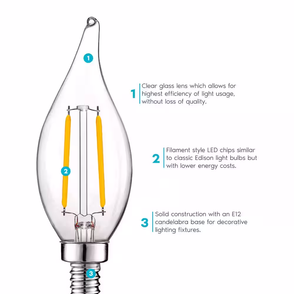 LUXRITE 40-Watt Equivalent CA11 Dimmable LED Light Bulbs UL Listed 2700K Warm White (6-Pack)