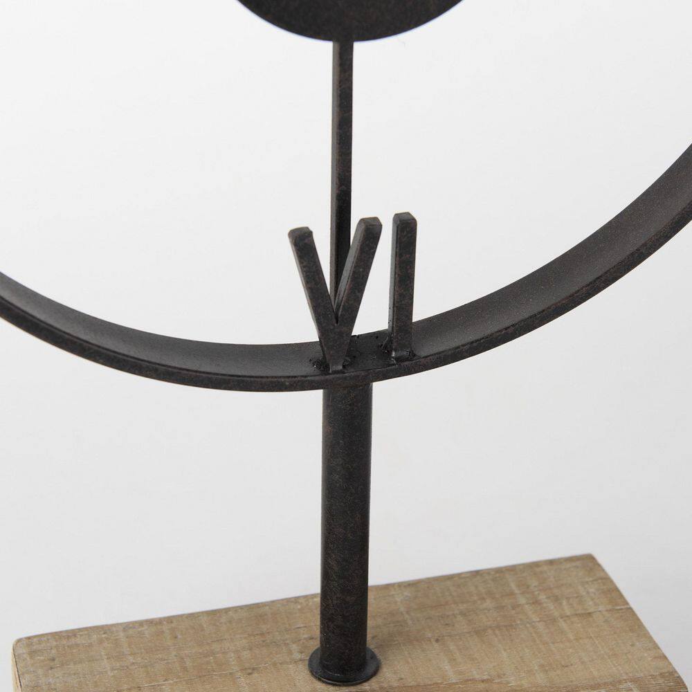 Mercana Oris Black Metal And Wood Open Frame Table Clock