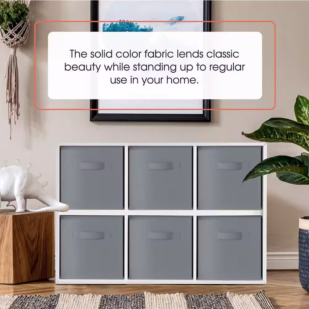 None 13 x 13 x 13, Gray Cube Storage Bin 6 Pack