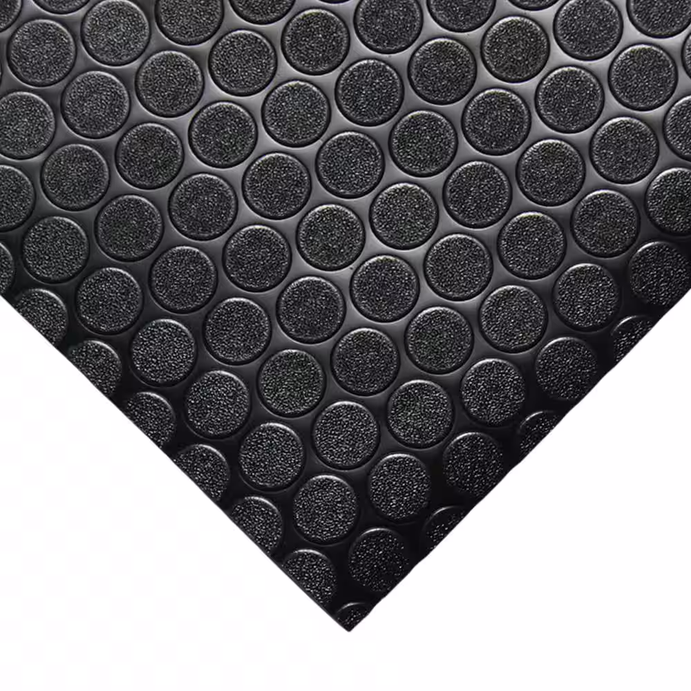 Rubber-Cal Coin Grip 4 ft. x 4 ft. Dark Grey Commercial Grade PVC Flooring