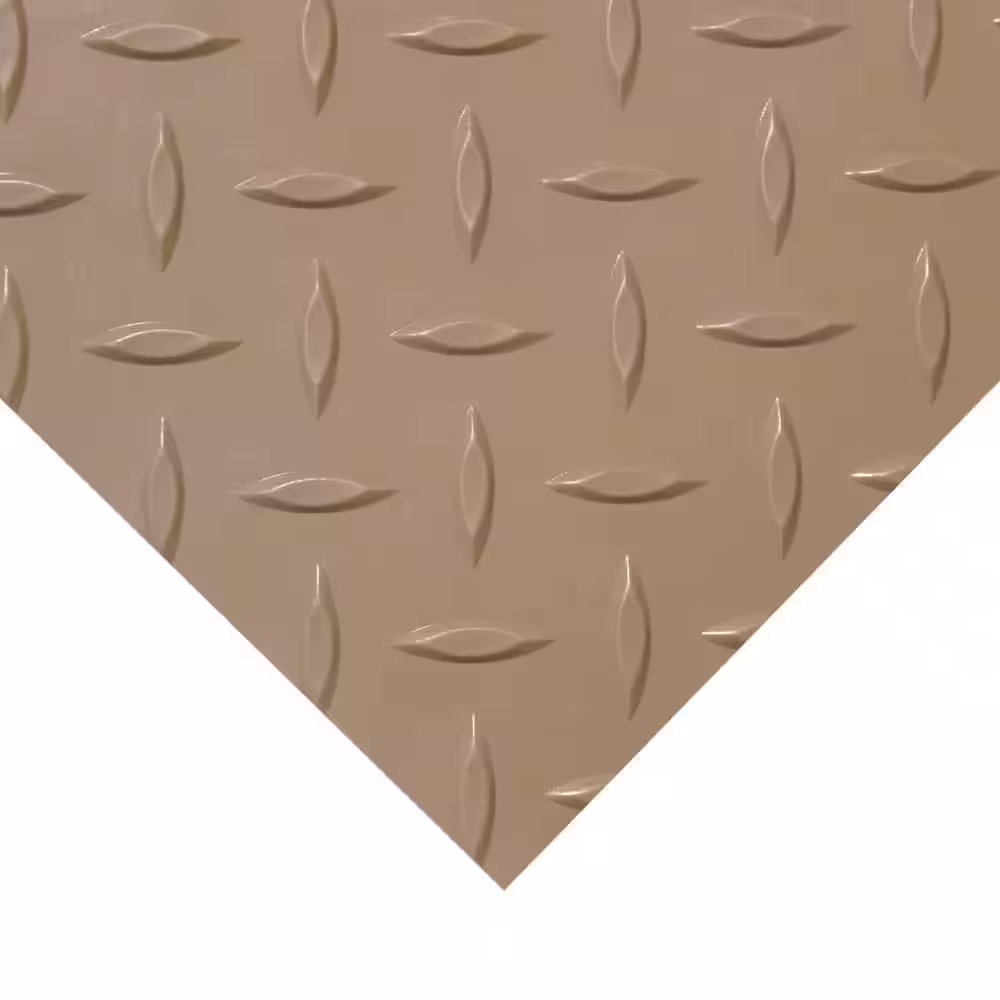 Rubber-Cal Diamond-Plate Metallic 4 ft. x 9 ft. Beige PVC Flooring (36 sq. ft.)