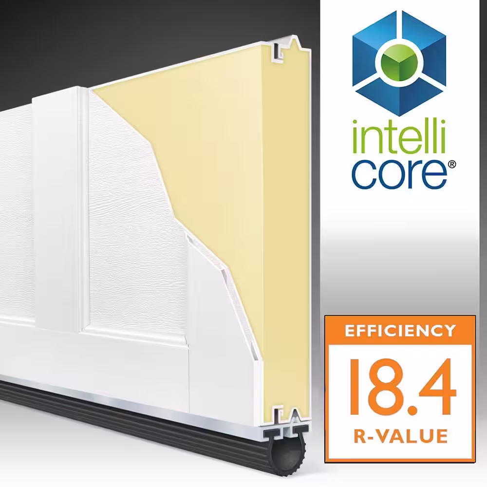 Clopay Coachman Collection 8 ft. x 7 ft. 18.4 R-Value Intellicore Insulated Solid Sandtone Garage Door