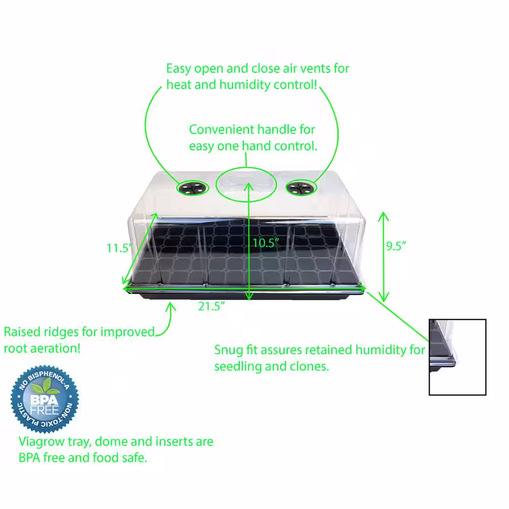 Viagrow 10 in. x 20 in. Propagation Kit with Tall 7 in. Dome