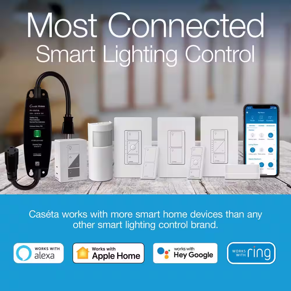 Lutron Caseta Smart Lighting Dimmer Switch (2 Count) Starter Kit with Smart Hub (P-BDG-PKG2W-HD)