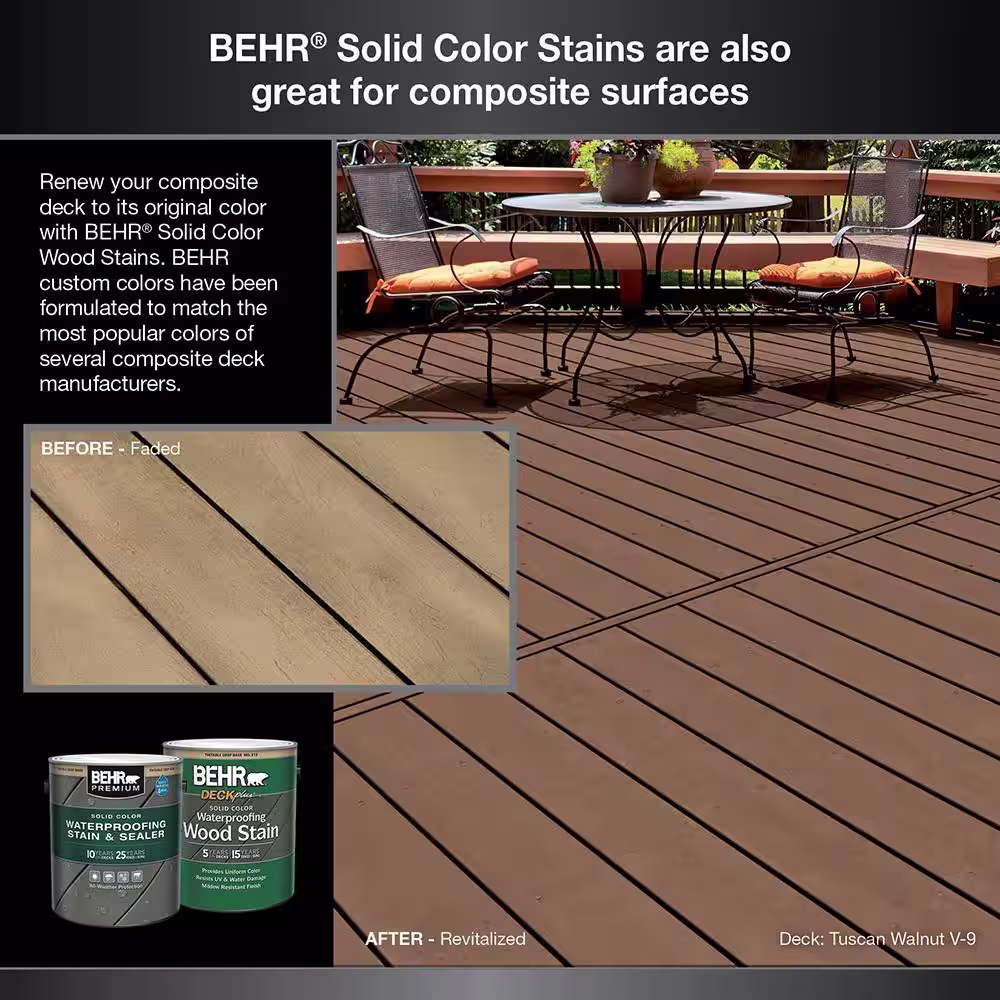 BEHR PREMIUM 1 gal. #SC-135 Sable Solid Color Waterproofing Exterior Wood Stain and Sealer