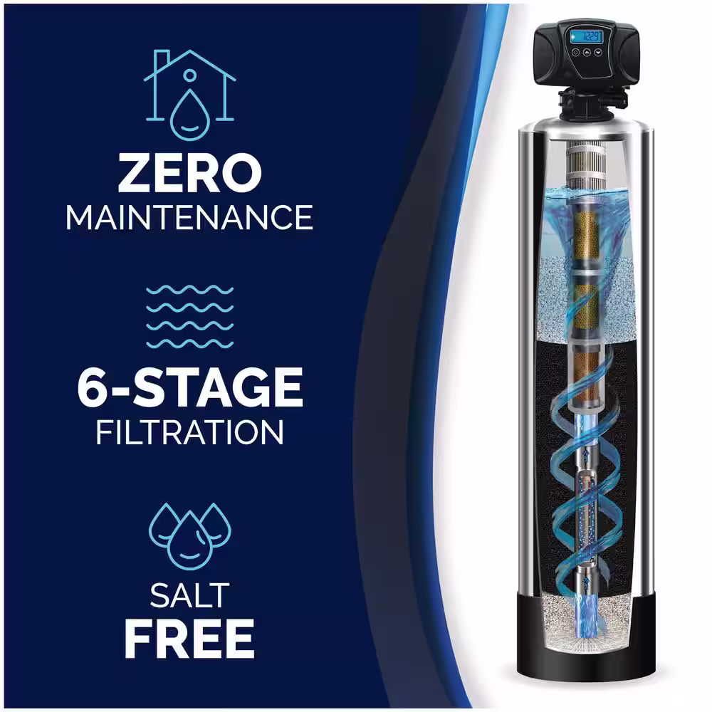 KING WATER FILTRATION Platinum Series 25 GPM 6-Stage Water Municipal Filtration and Salt-Free Conditioning System (Treats up to 6 Bathrooms)