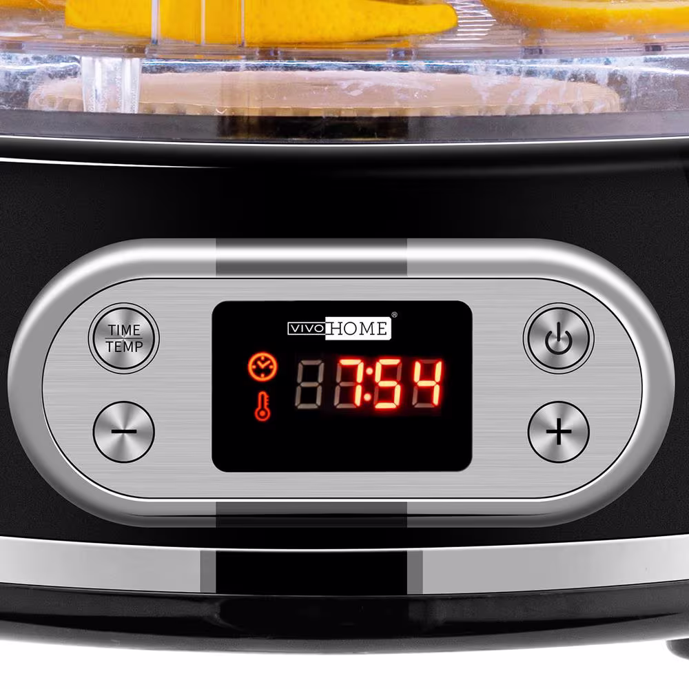 VIVOHOME Electric 400W 6-Tray Round Black Food Dehydrator with Digital Timer and Temperature Control