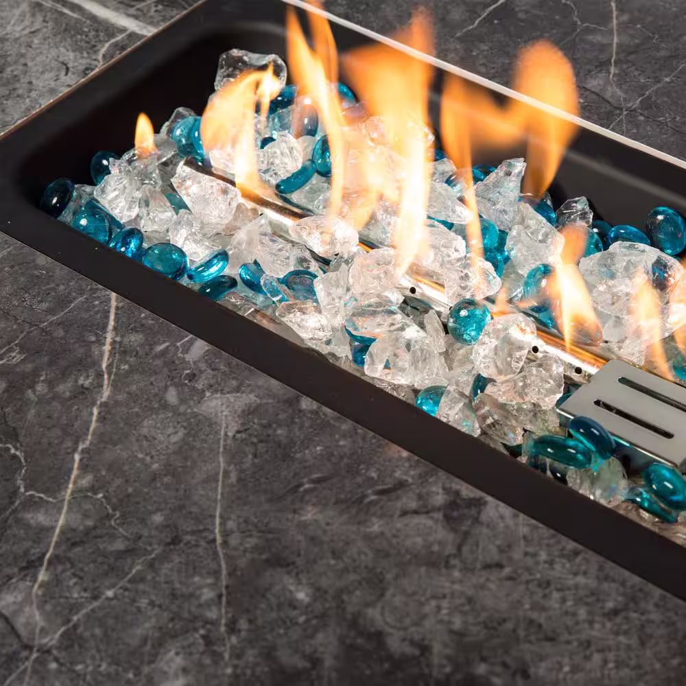 moda furnishings Anna Brown Square Wicker Outdoor Fire Pit Table