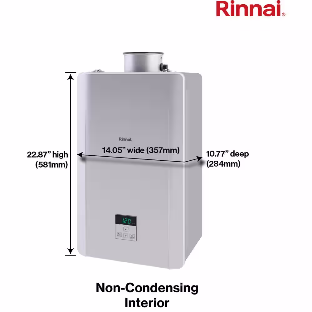 Rinnai High Efficiency Non-Condensing Smart-Circ 7.9 GPM Residential 199,000 BTU Interior Natural Gas Tankless Water Heater