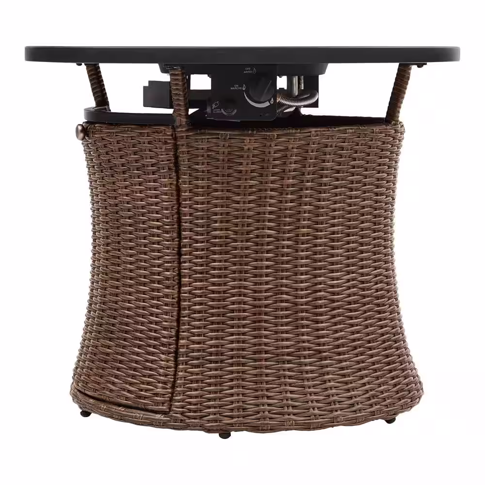 Home Decorators Collection Kettering 29.92 in. x 25 in. Round Steel Propane Gas Brown Fire Pit