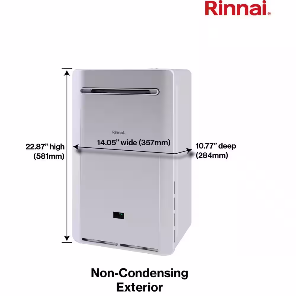 Rinnai High Efficiency Non-Condensing 6.6 GPM Residential 160,000 BTU Exterior Natural Gas Tankless Water Heater